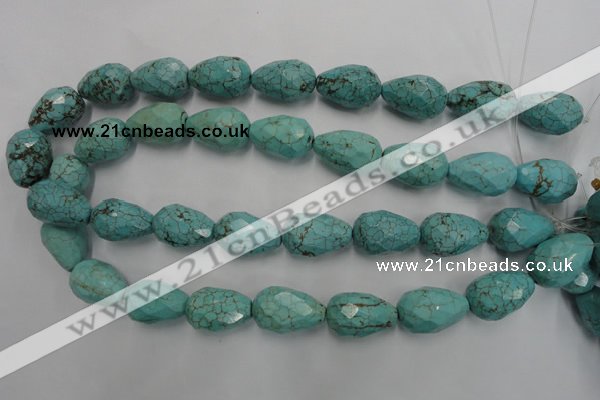 CWB475 15.5 inches 15*22mm faceted teardrop howlite turquoise beads