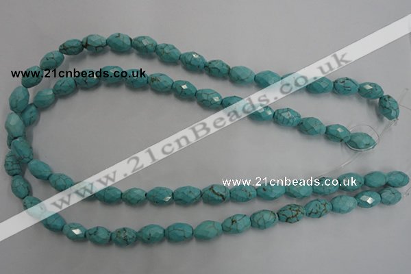 CWB481 15.5 inches 8*12mm faceted rice howlite turquoise beads