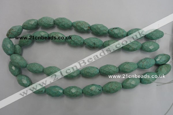 CWB484 15.5 inches 12*20mm faceted rice howlite turquoise beads