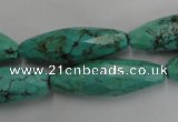 CWB487 15.5 inches 10*30mm faceted rice howlite turquoise beads