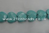 CWB491 15.5 inches 10*10mm faceted heart howlite turquoise beads