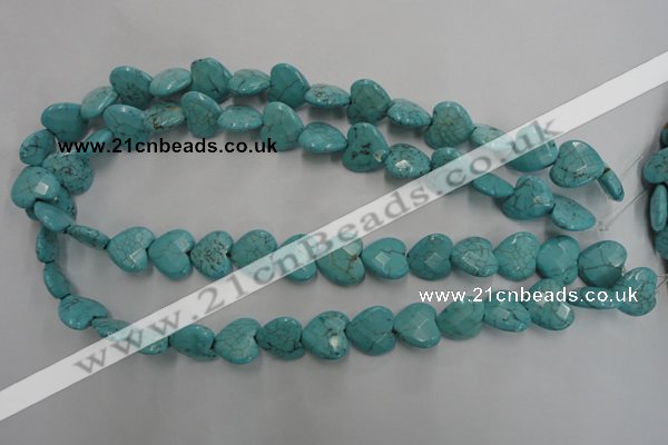 CWB493 15.5 inches 15*15mm faceted heart howlite turquoise beads