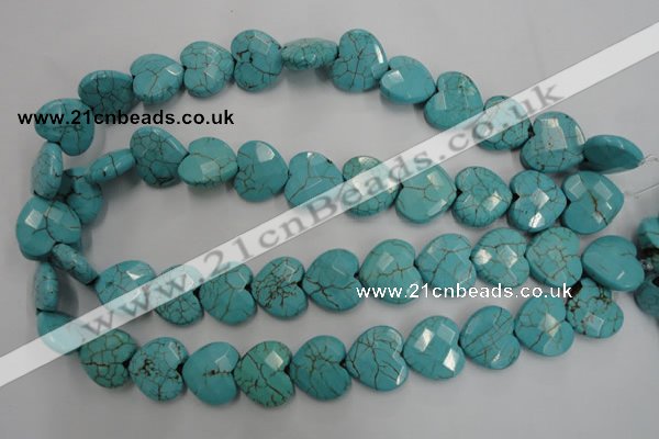 CWB495 15.5 inches 18*18mm faceted heart howlite turquoise beads