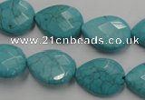 CWB504 15.5 inches 13*18mm faceted flat teardrop howlite turquoise beads