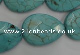 CWB506 15.5 inches 18*25mm faceted flat teardrop howlite turquoise beads