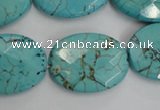 CWB516 15.5 inches 18*25mm faceted oval howlite turquoise beads