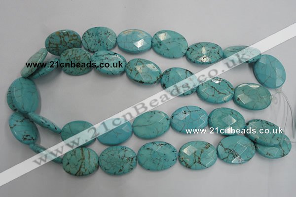 CWB516 15.5 inches 18*25mm faceted oval howlite turquoise beads