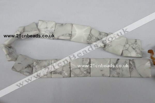 CWB62 15.5 inches 25*25mm wavy square natural white howlite beads