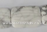 CWB63 15.5 inches 25*35mm carved rectangle natural white howlite beads