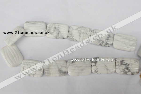 CWB63 15.5 inches 25*35mm carved rectangle natural white howlite beads