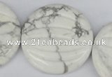 CWB64 15.5 inches 40mm carved coin natural white howlite beads wholesale