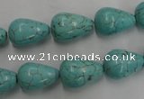 CWB676 15.5 inches 10*15mm teardrop howlite turquoise beads wholesale