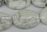 CWB69 15.5 inches 25*35mm carved oval natural white howlite beads