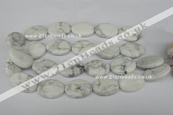 CWB69 15.5 inches 25*35mm carved oval natural white howlite beads