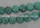 CWB701 15.5 inches 10mm flat round howlite turquoise beads