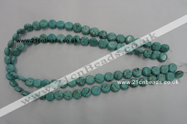 CWB701 15.5 inches 10mm flat round howlite turquoise beads