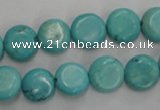 CWB702 15.5 inches 11mm flat round howlite turquoise beads