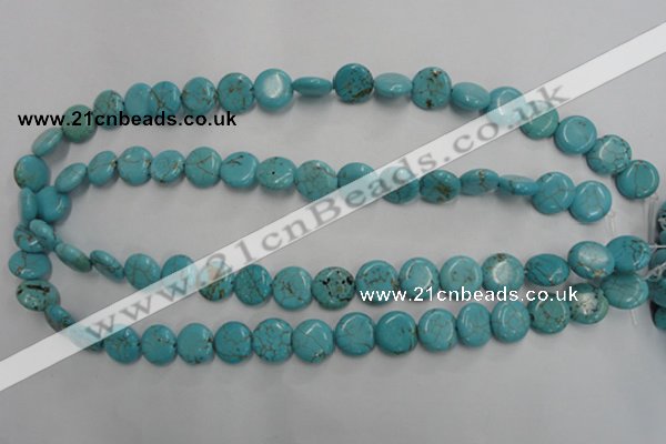 CWB703 15.5 inches 12mm flat round howlite turquoise beads