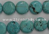 CWB704 15.5 inches 14mm flat round howlite turquoise beads