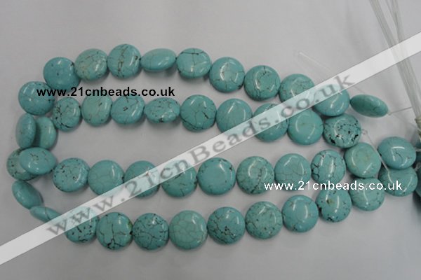 CWB706 15.5 inches 18mm flat round howlite turquoise beads