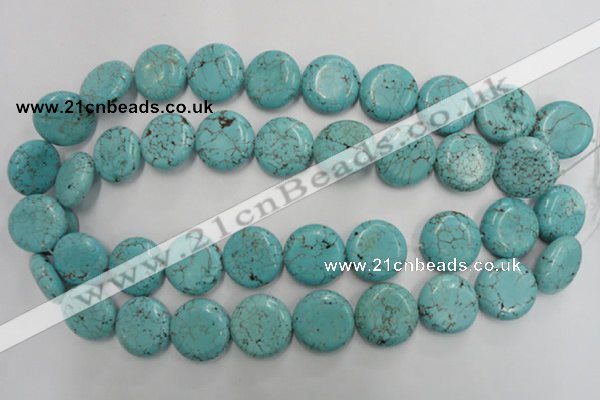 CWB707 15.5 inches 20mm flat round howlite turquoise beads