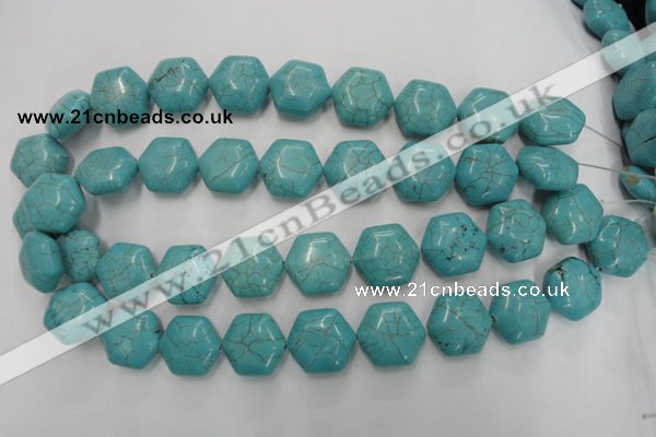 CWB712 15.5 inches 18*20mm hexagon howlite turquoise beads
