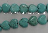 CWB714 15.5 inches 10*10mm heart howlite turquoise beads wholesale