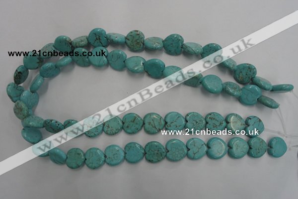 CWB716 15.5 inches 14*14mm heart howlite turquoise beads wholesale