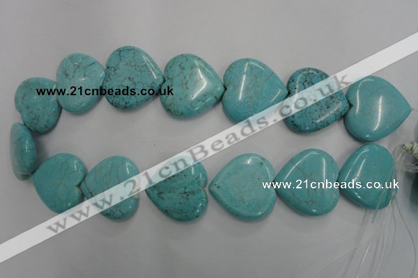 CWB720 15.5 inches 30*30mm heart howlite turquoise beads wholesale