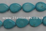 CWB722 15.5 inches 10*14mm flat teardrop howlite turquoise beads