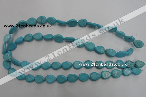 CWB722 15.5 inches 10*14mm flat teardrop howlite turquoise beads