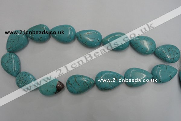 CWB728 15.5 inches 20*30mm flat teardrop howlite turquoise beads