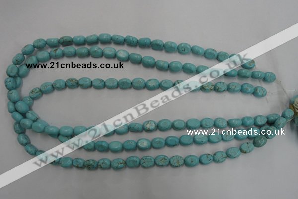 CWB730 15.5 inches 6*10mm oval howlite turquoise beads wholesale