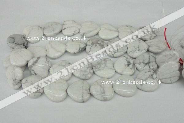 CWB74 15.5 inches 26*26mm carved heart natural white howlite beads