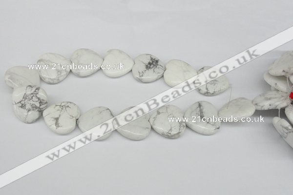 CWB76 15.5 inches 30*30mm heart natural white howlite beads