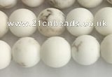 CWB812 15.5 inches 6mm round matte white howlite turquoise beads