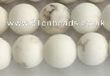 CWB813 15.5 inches 8mm round matte white howlite turquoise beads