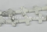 CWB88 15.5 inches 12*15mm cross natural white howlite beads