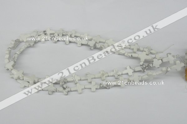 CWB88 15.5 inches 12*15mm cross natural white howlite beads