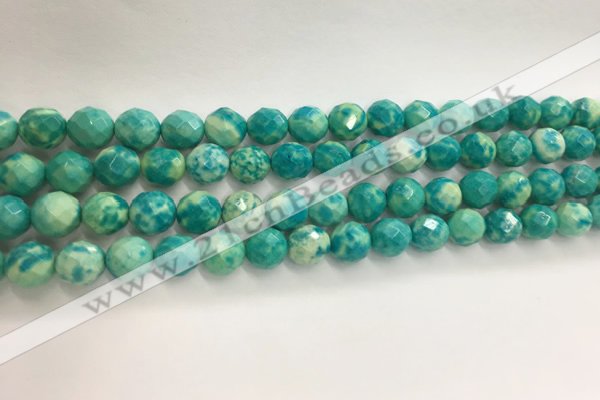 CWB880 15.5 inches 4mm faceted round howlite turquoise beads