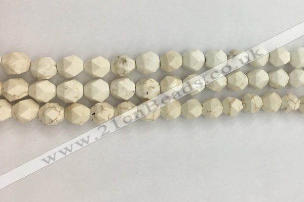 CWB885 15.5 inches 6mm faceted nuggets white howlite turquoise beads