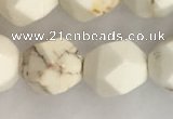 CWB887 15.5 inches 10mm faceted nuggets white howlite turquoise beads