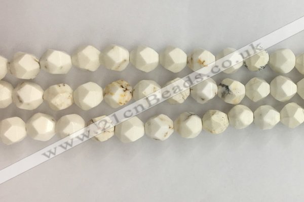 CWB887 15.5 inches 10mm faceted nuggets white howlite turquoise beads