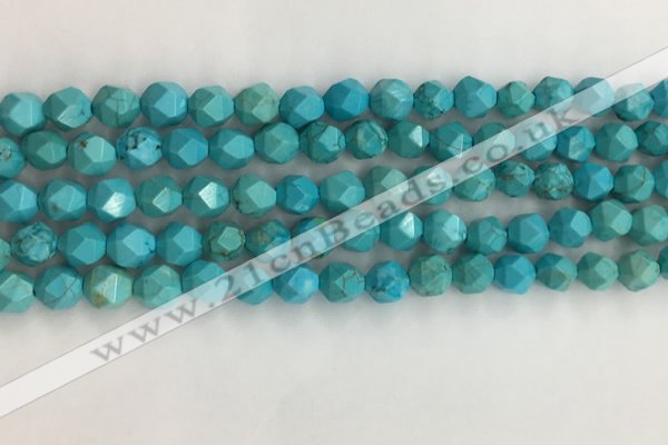 CWB889 15.5 inches 6mm faceted nuggets howlite turquoise beads