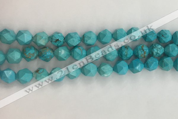 CWB891 15.5 inches 10mm faceted nuggets howlite turquoise beads