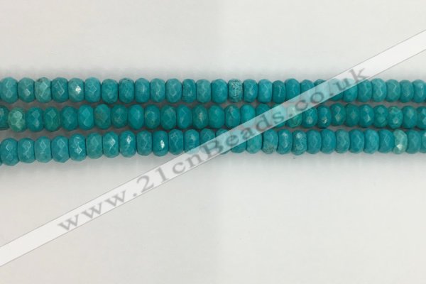 CWB902 15.5 inches 4*6mm faceted rondelle howlite turquoise beads