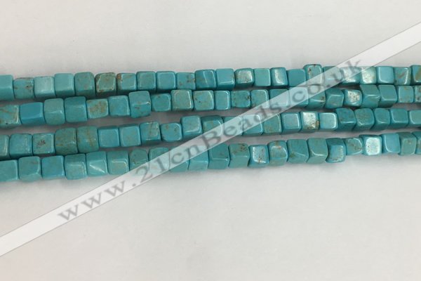 CWB909 15.5 inches 4*4mm cube howlite turquoise beads wholesale