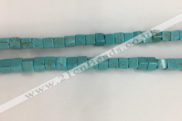 CWB910 15.5 inches 6*6mm cube howlite turquoise beads wholesale