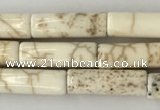CWB914 15.5 inches 4*13mm tube white howlite turquoise beads