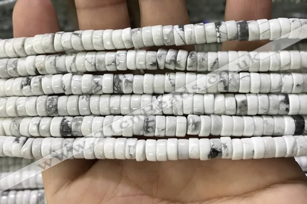 CWB921 15.5 inches 3*6mm heishi white howlite turquoise beads